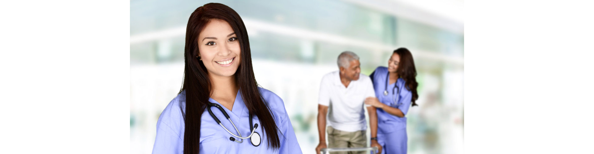 female nurse assisting senior man