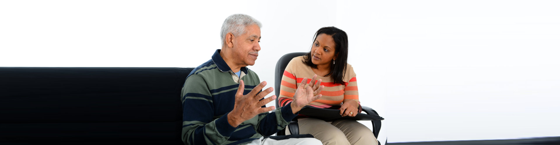 senior man talking to his therapist